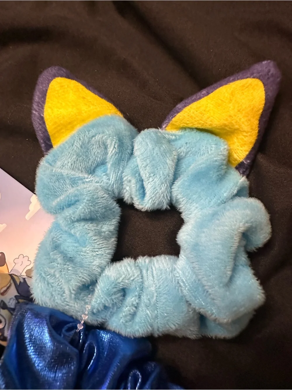 Bluey Kids 3-Pack Blue Scrunchie Set with Cat-Ear Plush Accent